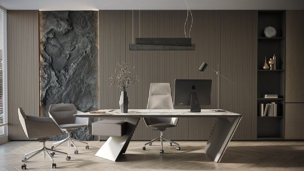3D Interior Visualization of trendy Office with Custom fittings Rendering