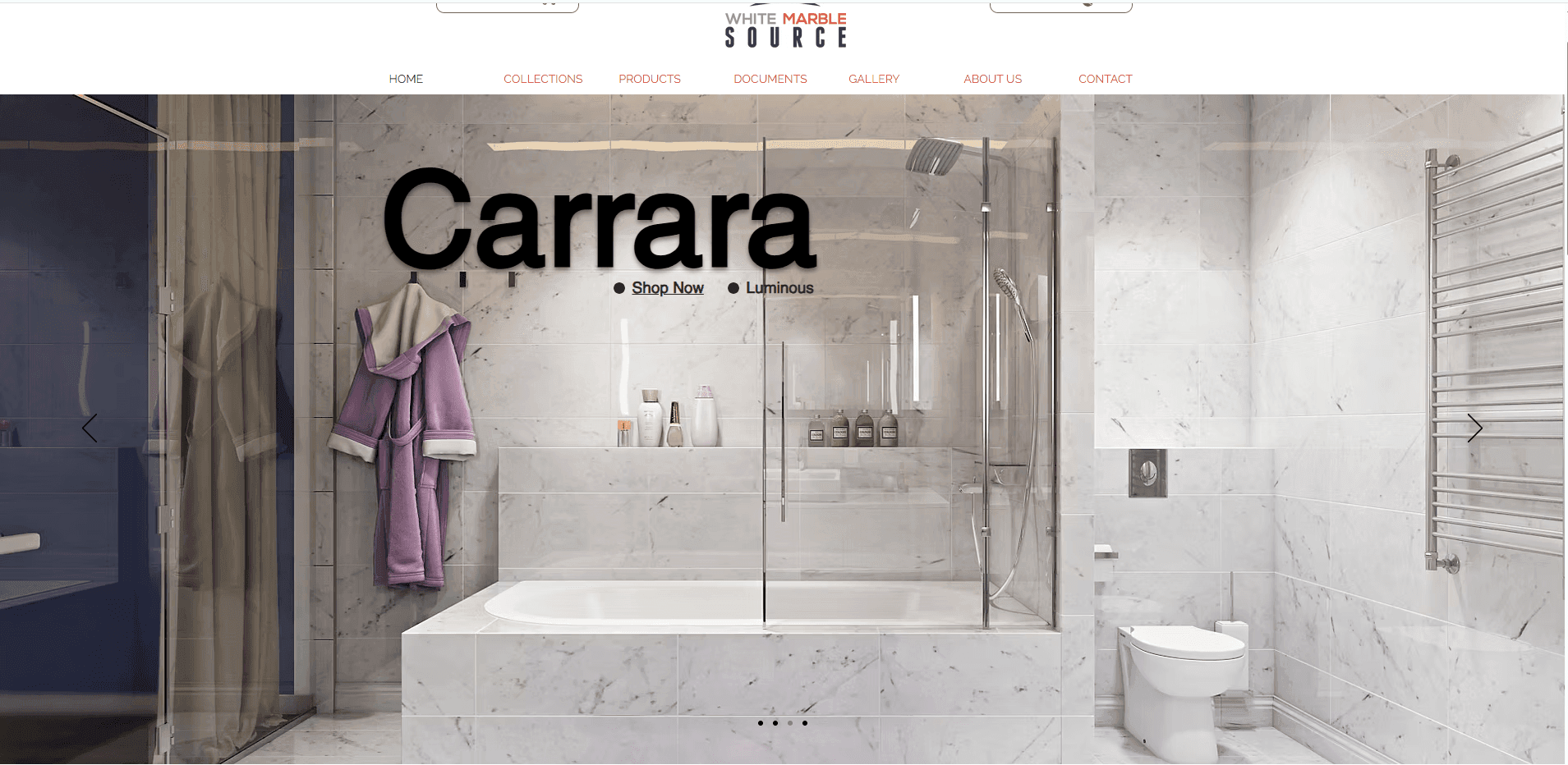 CG lifestyle rendering used as a homepage hero image to highlight premium marble tiles in a complete interior scene.