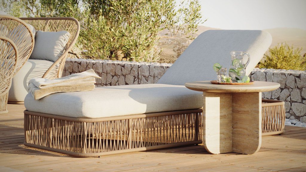 3D Furniture Rendering of Outdoor Lounge Set – Photorealistic Visualization