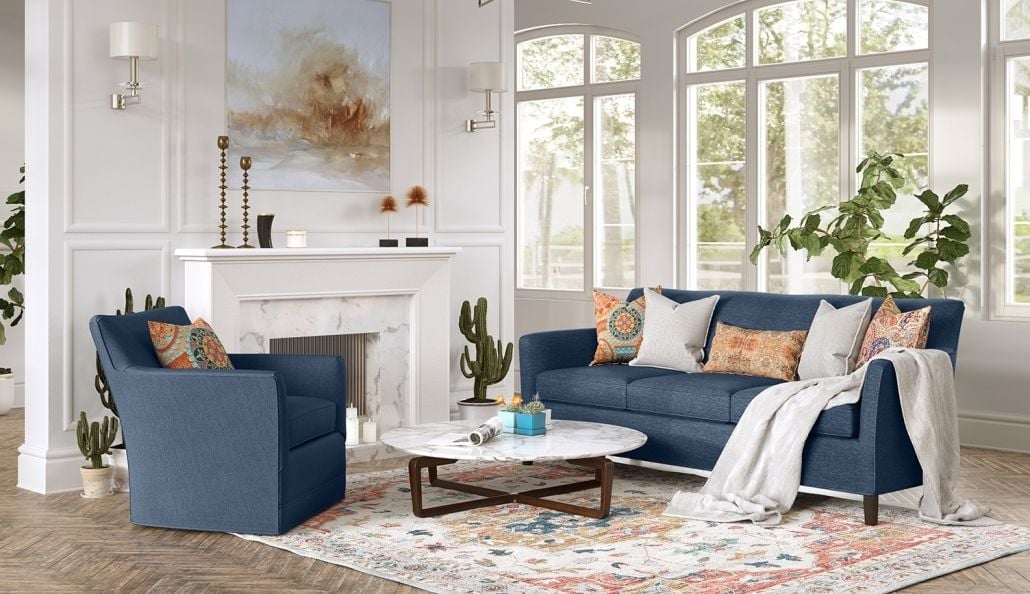 Marketing rendering — lifestyle sofa image for targeted audience