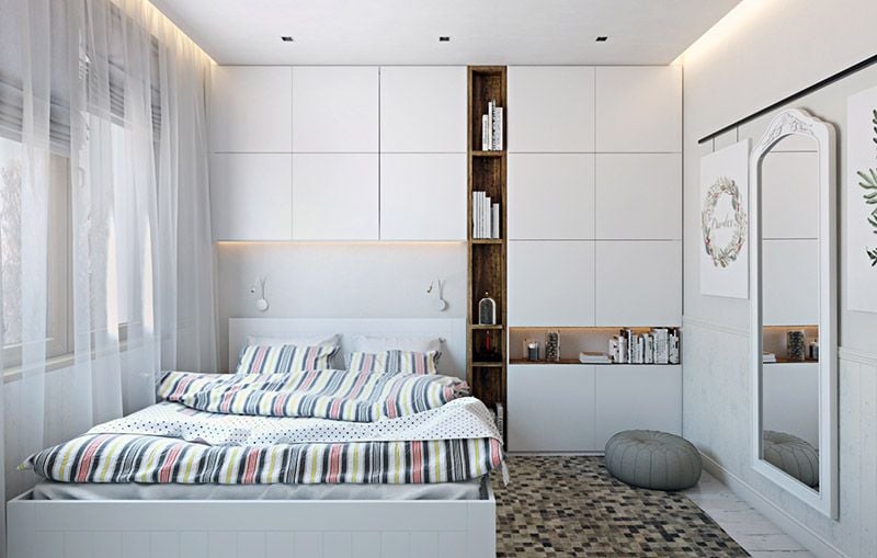 A CG Render of a Light Bedroom