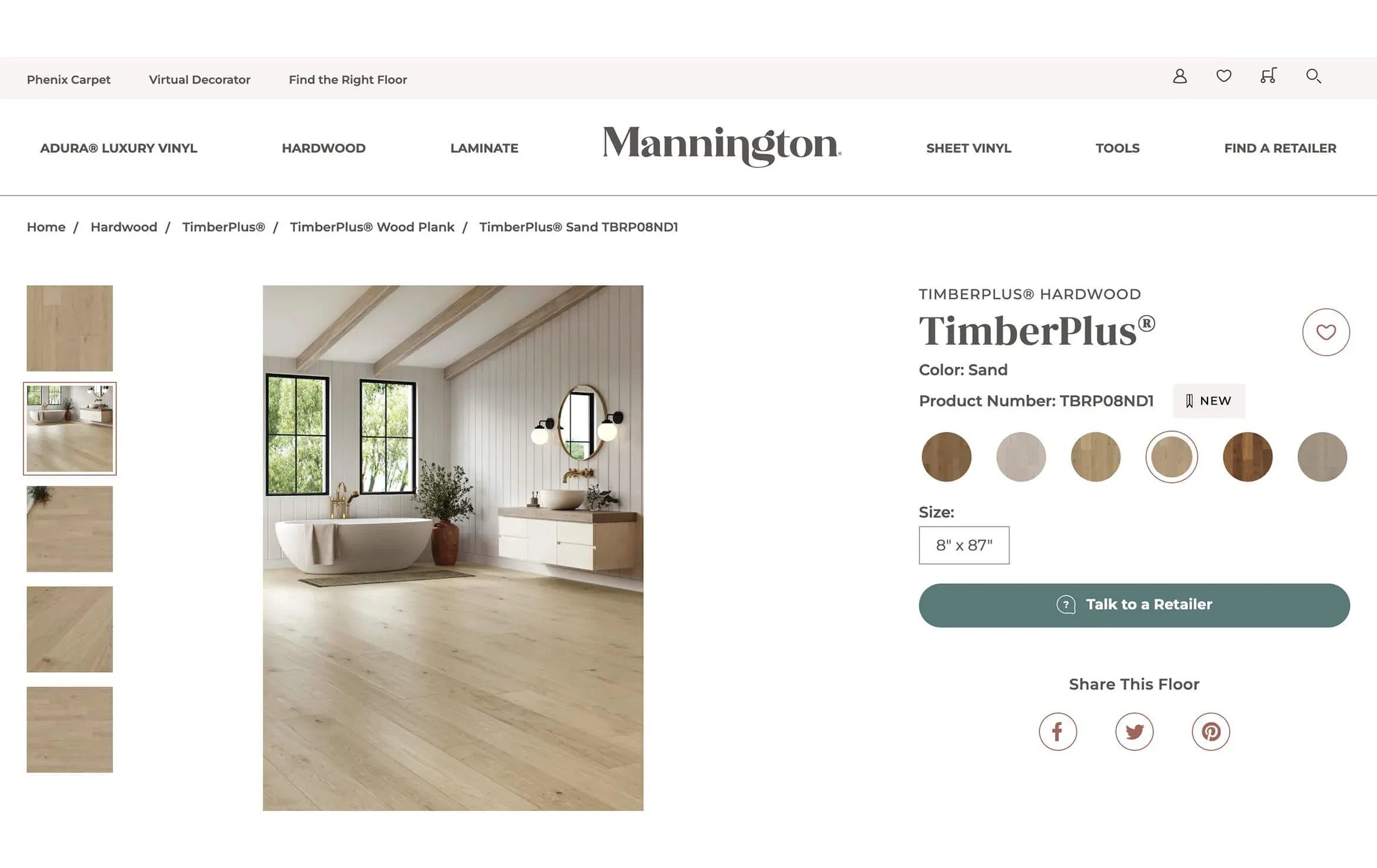 3D rendering of a modern bathroom with TimberPlus hardwood flooring, showcasing 3D furniture modeling and realistic interior visualization.