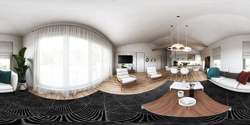A Panoramic View of a Roomset Rendering for Chair Promo