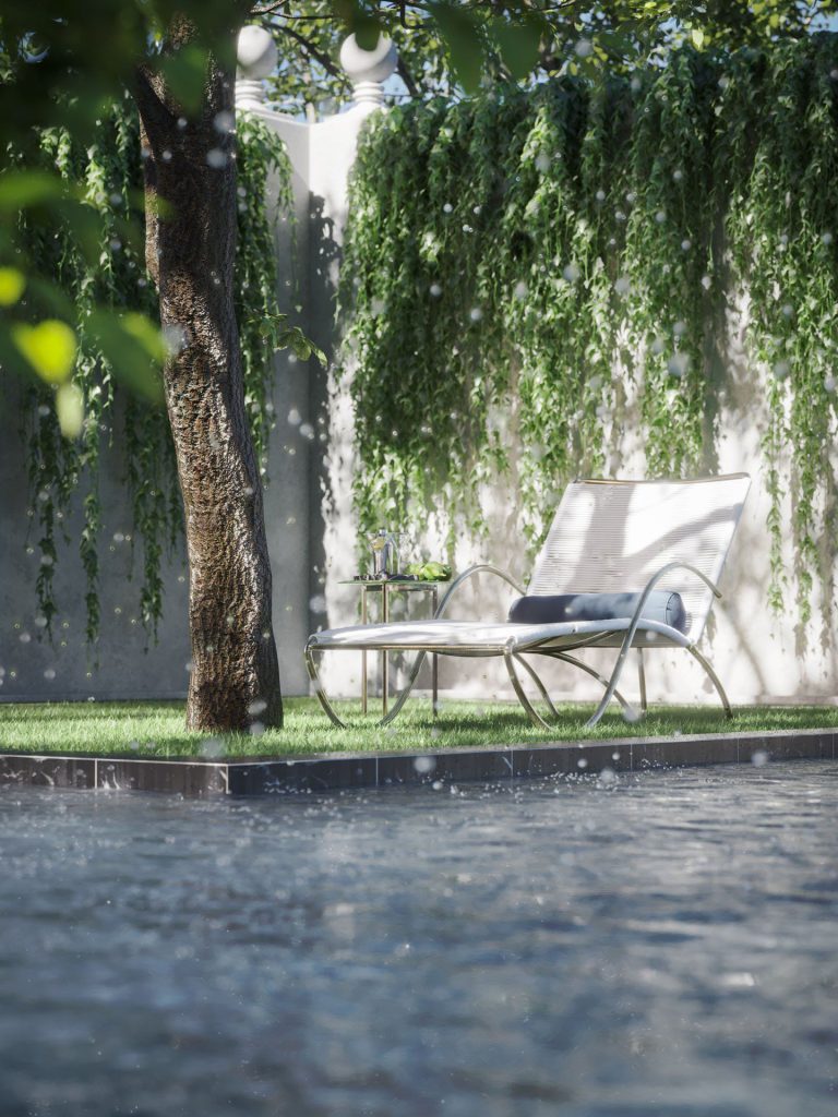 3D Furniture Rendering by the Pool – Photorealistic CGI Visualization