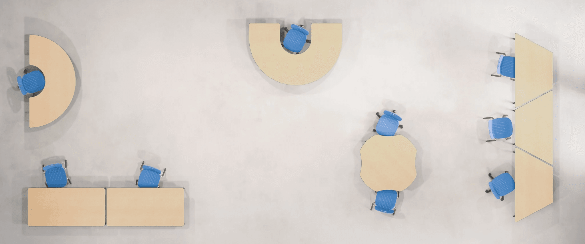 Top-view Classroom Furniture CGI