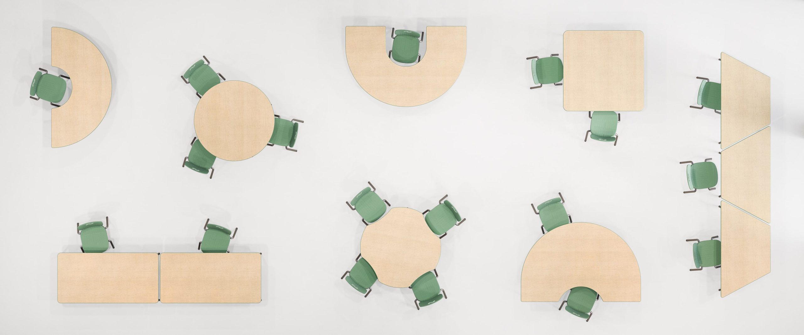 Overhead 3D Renders for Combination Tables