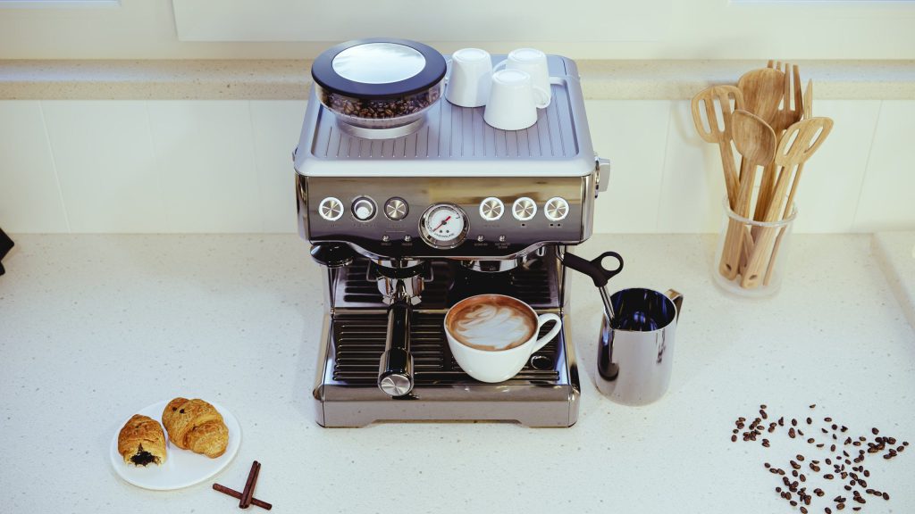 3D Product Rendering of Espresso Machine in Kitchen Setting