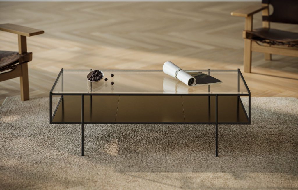3D fittings Rendering – trendy Glass Coffee Table