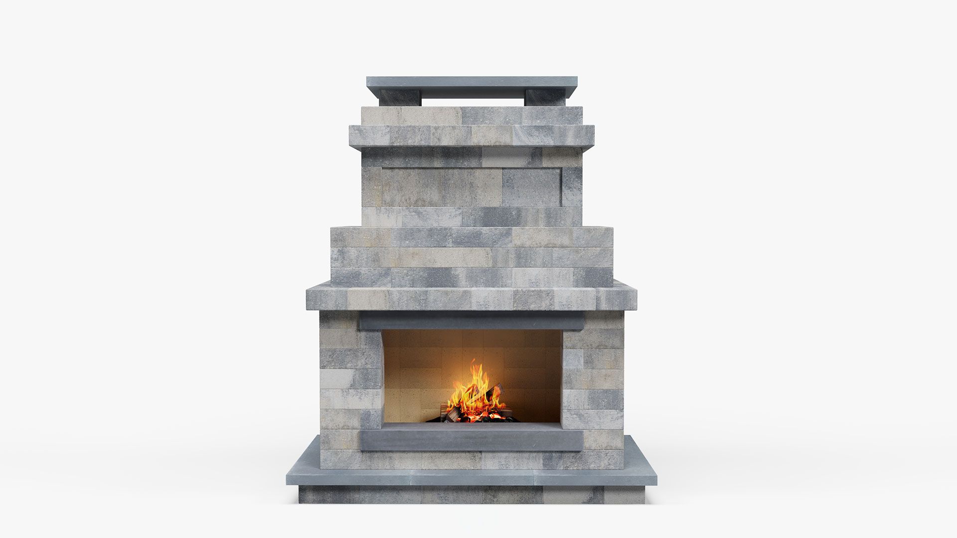 Concrete Clad Fireplace 3D Rendering