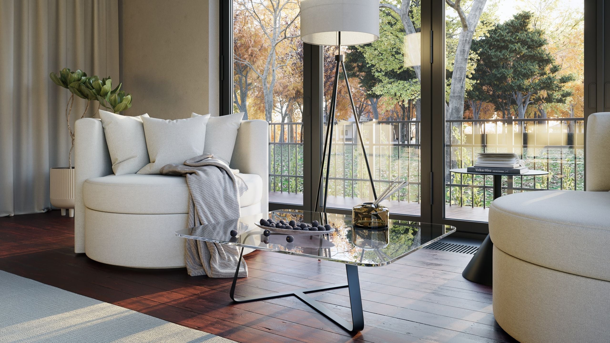 Armchair Lifestyle 3D Furniture Render by Window