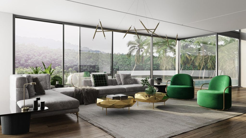 Interior Rendering of Modern Living Room with Furniture