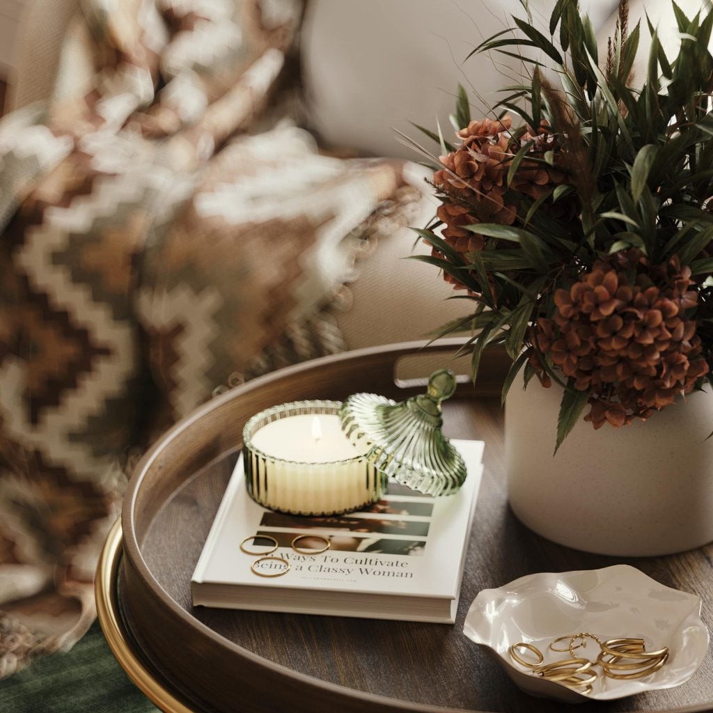 3D Interior Visualization of a Cozy Living Space with Furniture and Decor
