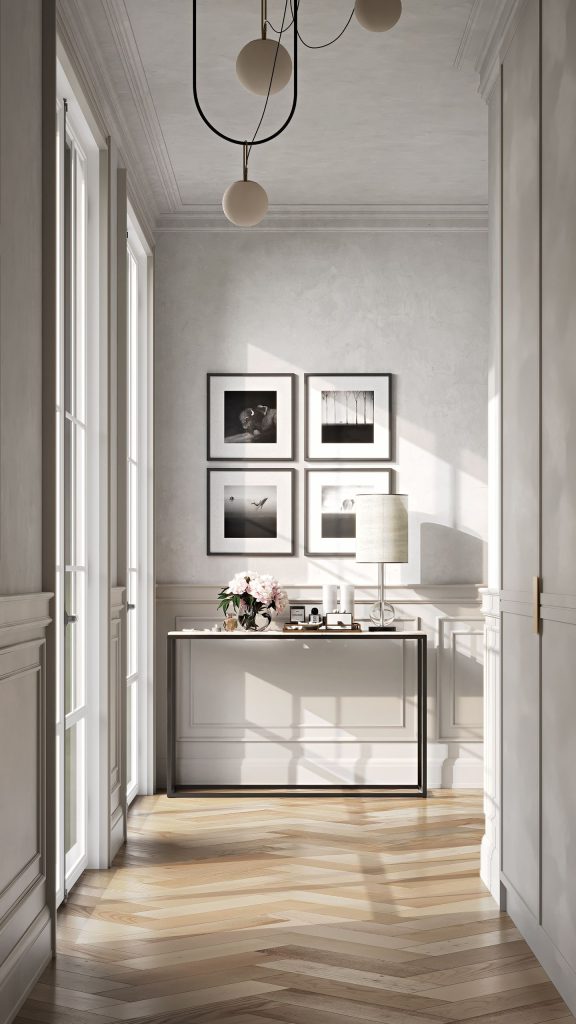 3D Interior Visualization of a trendy Hallway
