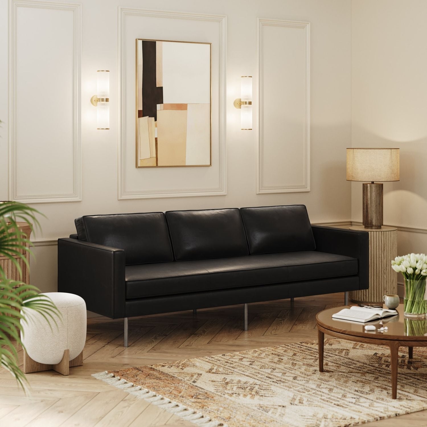 Lifestyle Render for a Black Sofa