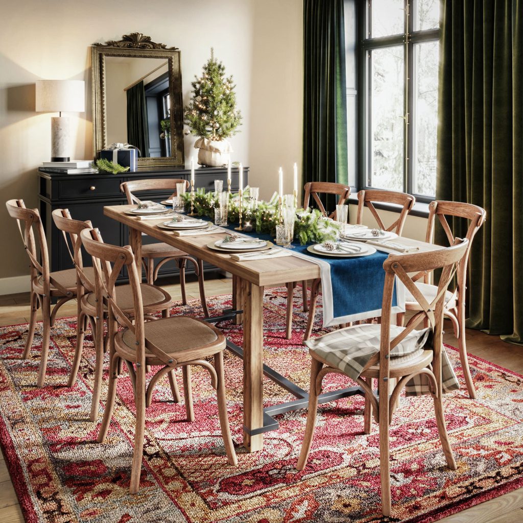 3D Interior Visualization of Dining Room with Realistic Furniture Rendering