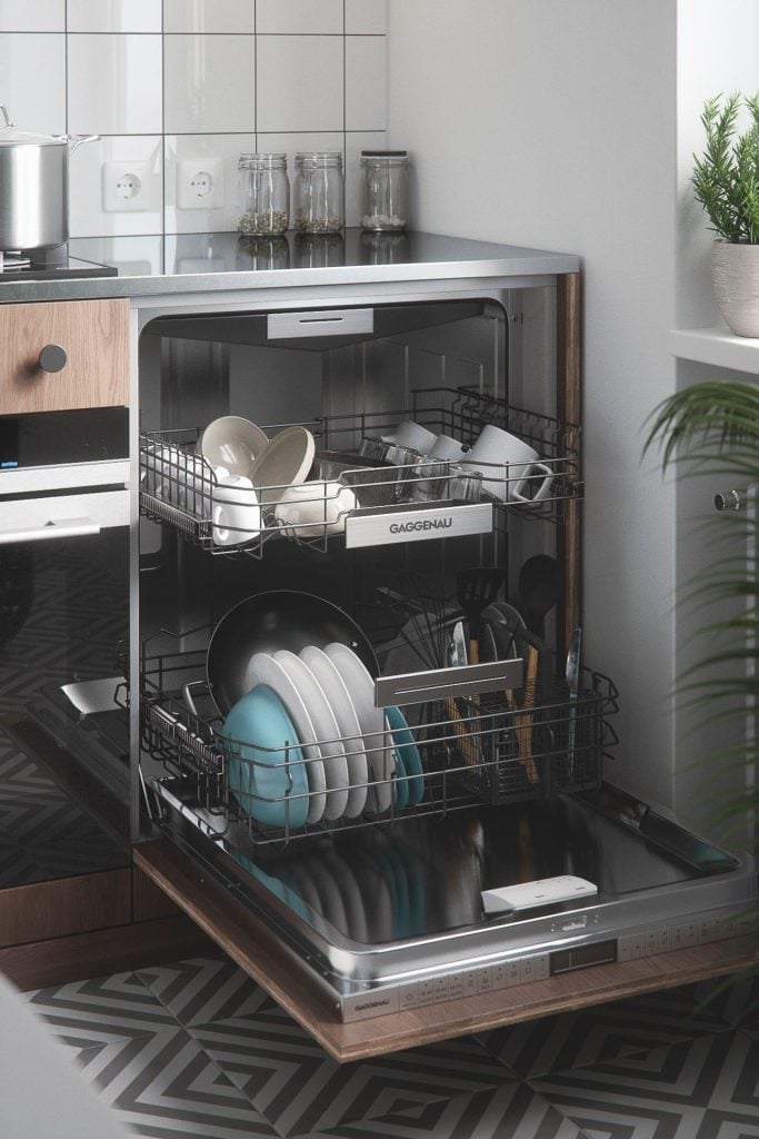 Photorealistic 3D Kitchen Interior Rendering with Dishwasher