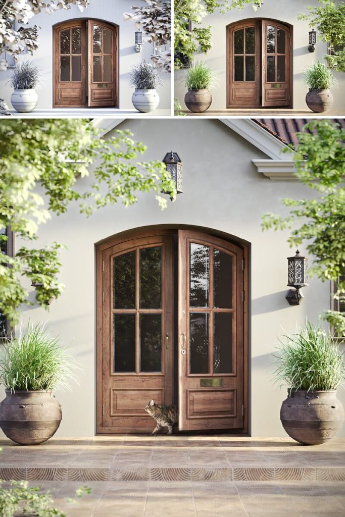 Photorealistic 3D Exterior Door Rendering with Natural Elements