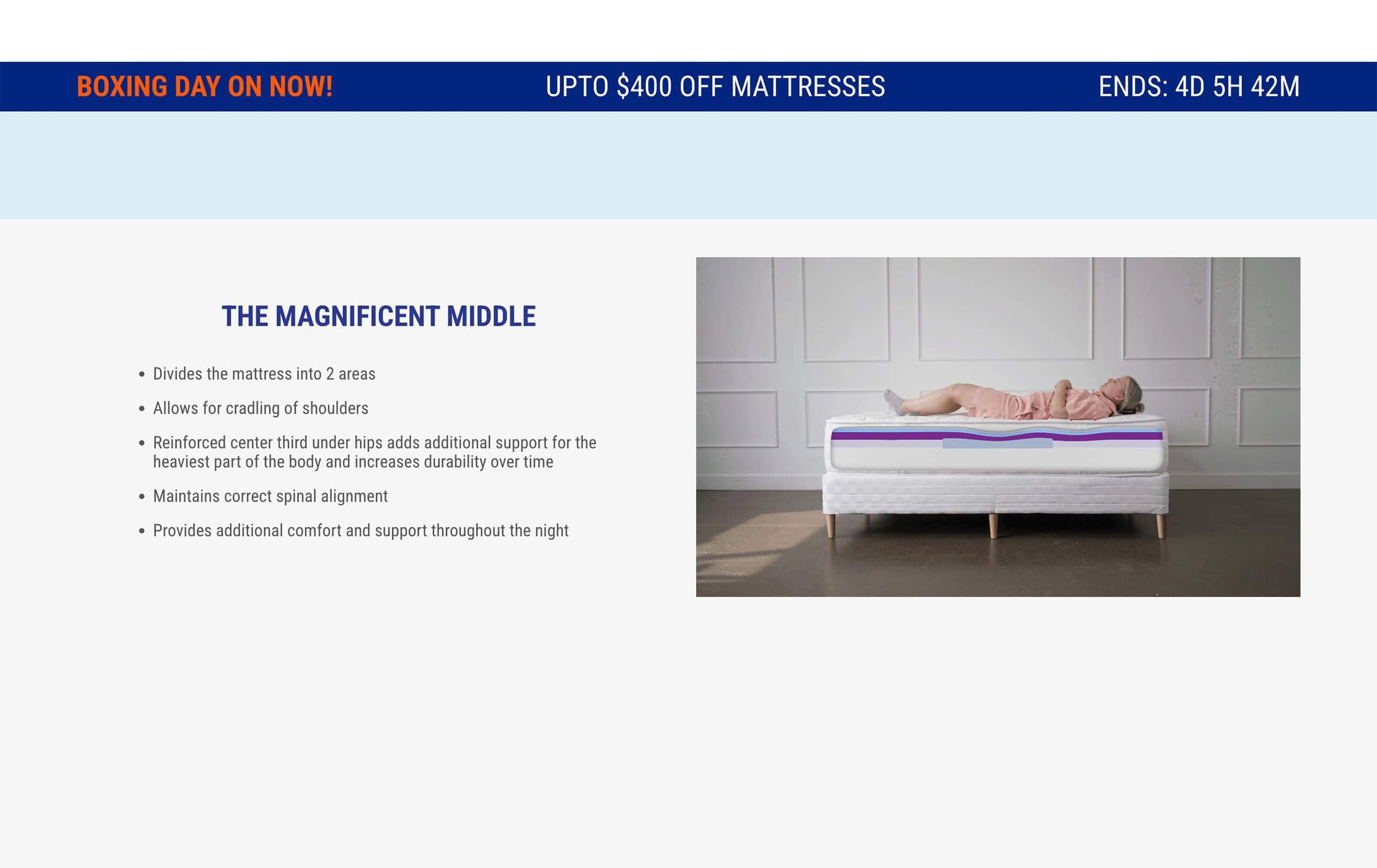 3D furniture modeling and rendering showcasing a mattress with magnificent middle support for enhanced comfort and spinal alignment.