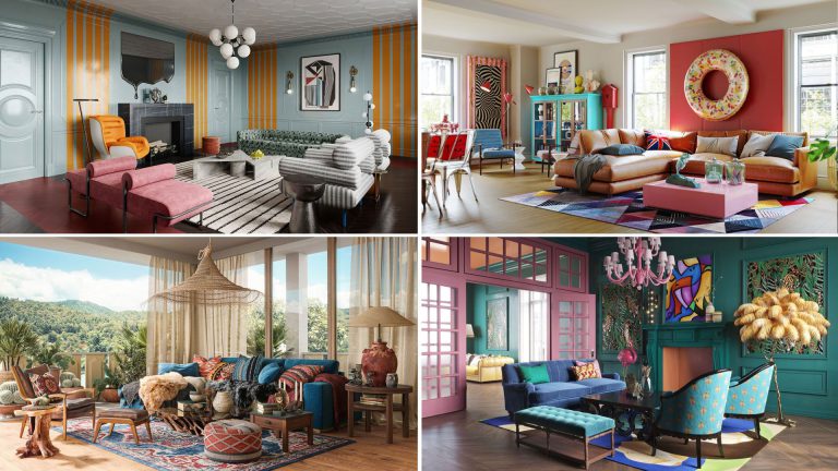 A Collage of Four Eclectic Interiors Design Styles
