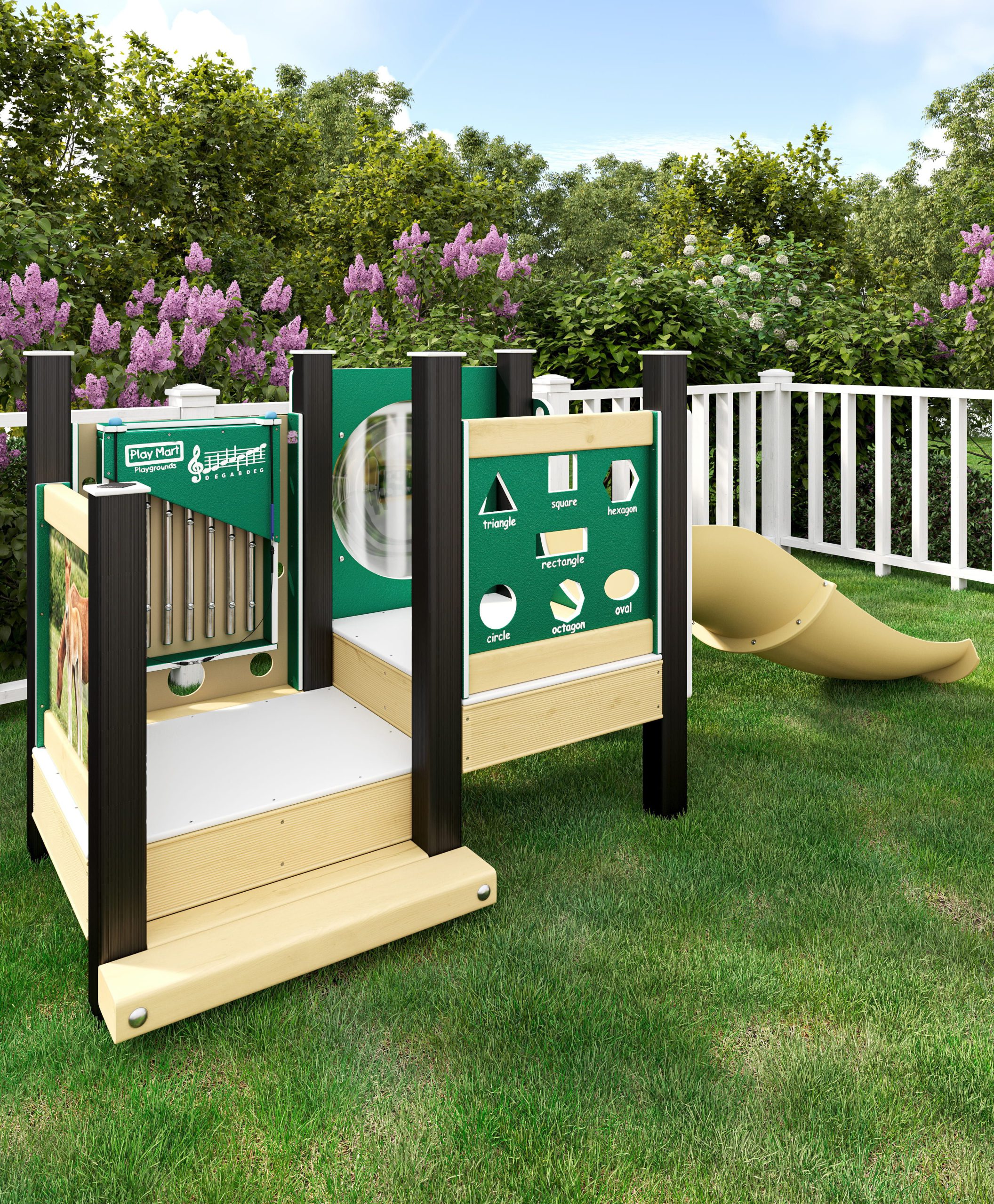 Lifestyle render of a playground slide