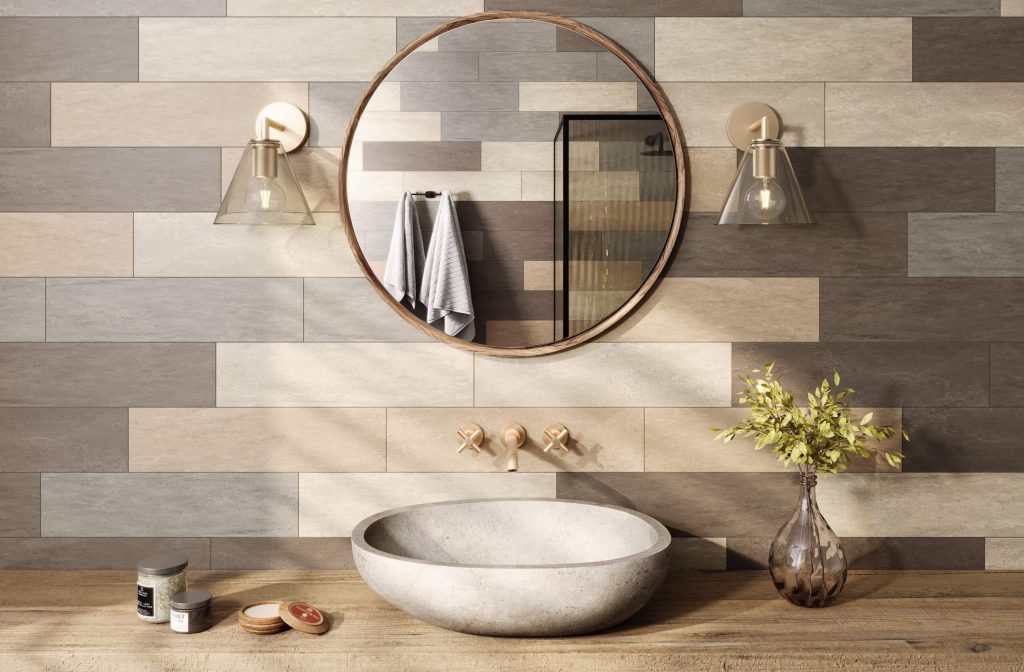 Tile 3D Rendering in Modern Bathroom
