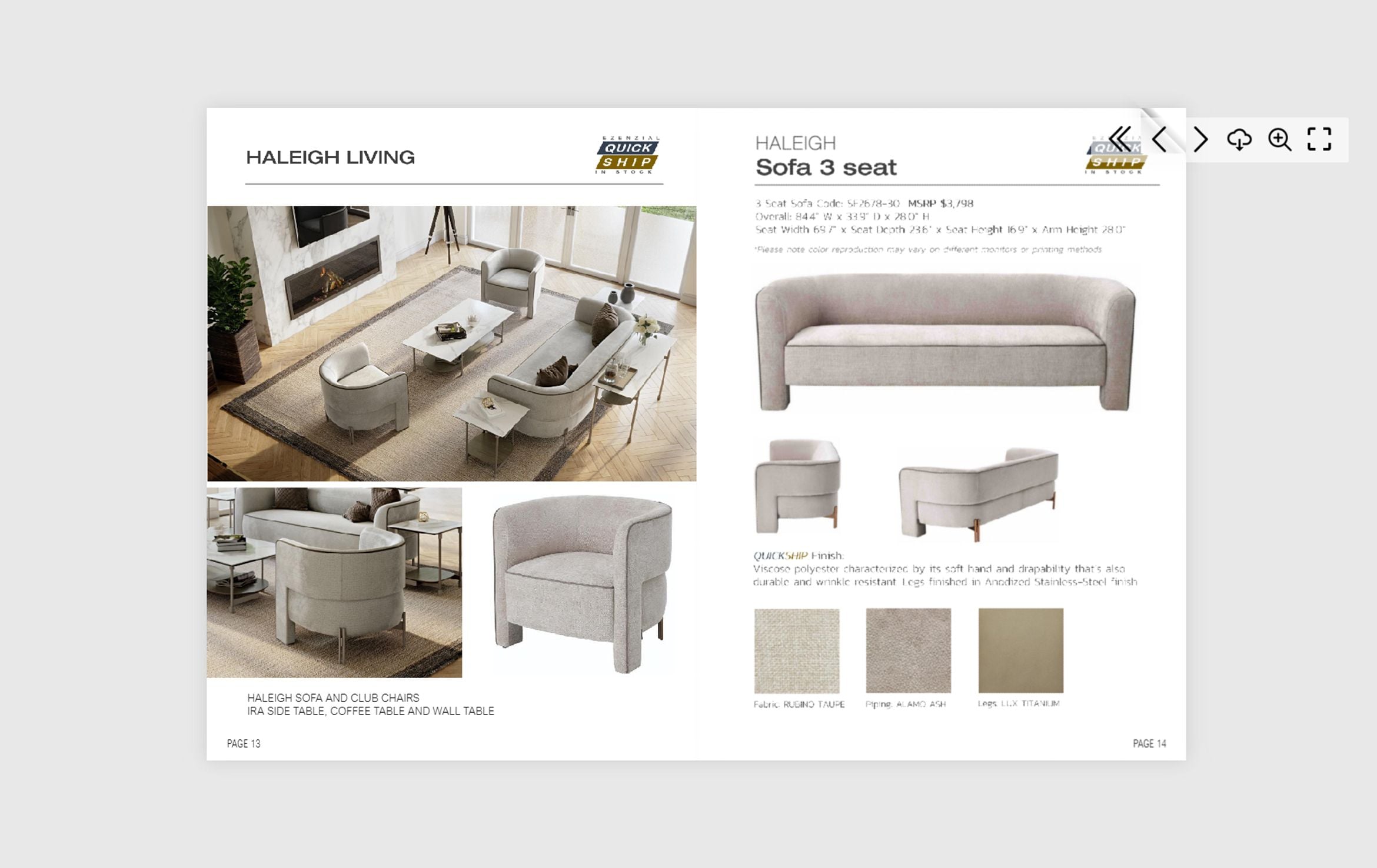 3D interior visualization of Haleigh sofa set with realistic furniture rendering and product visualization