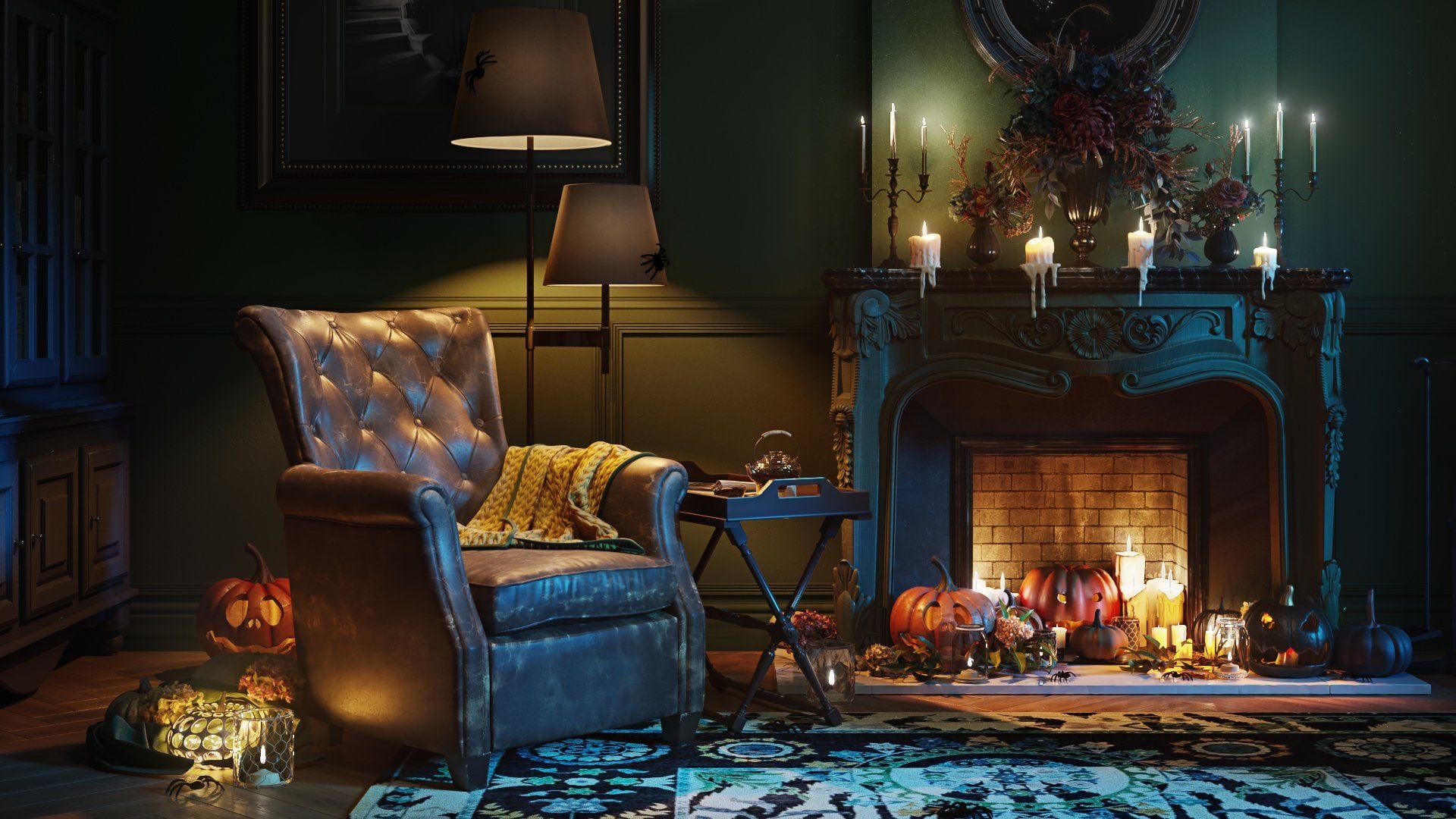 Halloween Leather Armchair Rendering