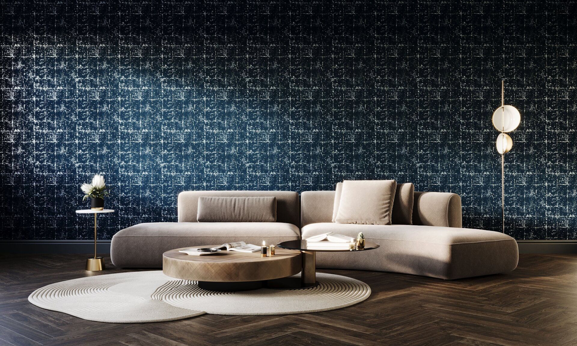 Lifestyle 3D Rendering Showcasing a Set of Finishes