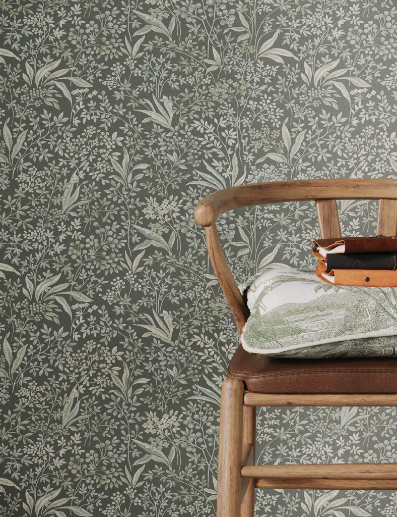 3D Rendering and Visualization – Wooden Chair with Floral Background