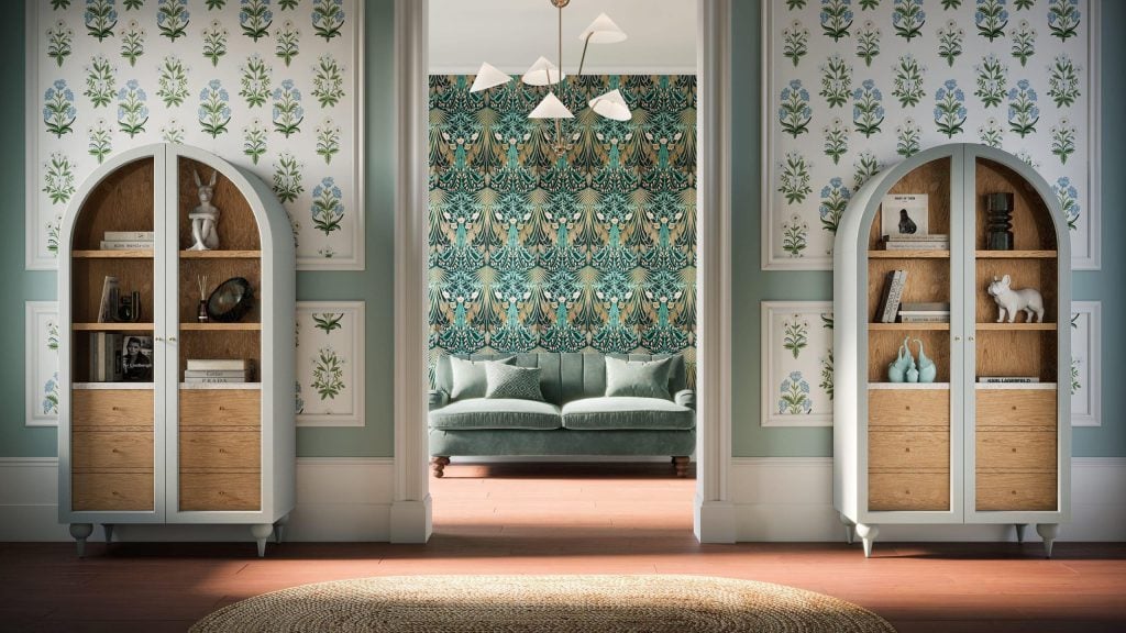 3D Interior Visualization of a Stylish Living Room with Custom fittings