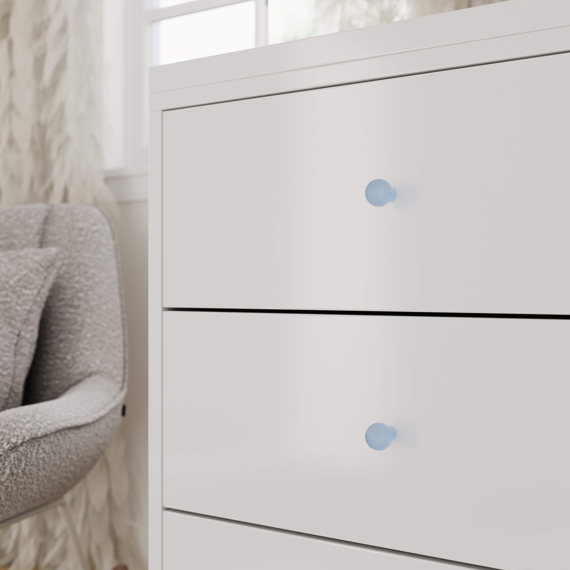 White Drawer Handle Close-up CGI