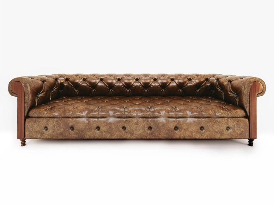 Furniture 3D Model of a Leather Sofa