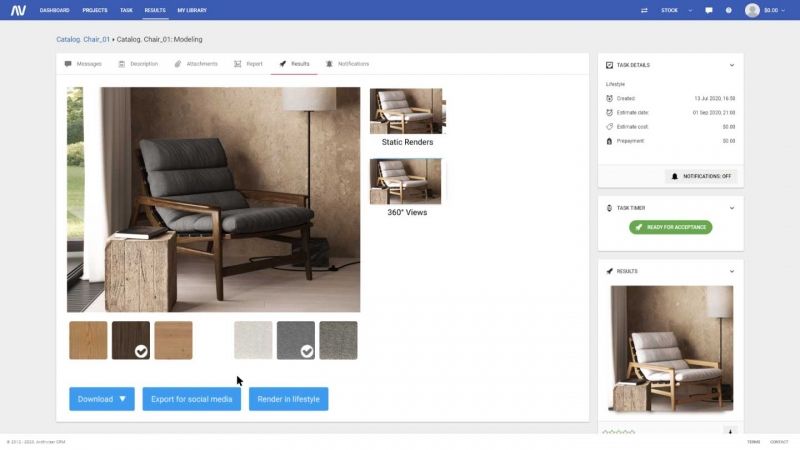 Changing Design of the Chair for a Furniture Product Image