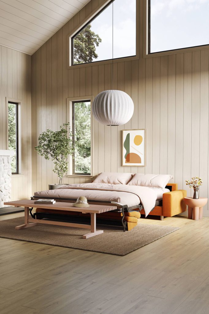 3D Interior Visualization of Modern Bedroom with Furniture Rendering