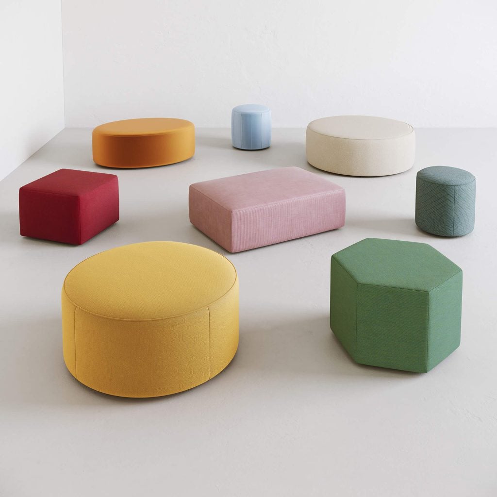 3D fittings Modeling and Rendering – Colorful Ottomans