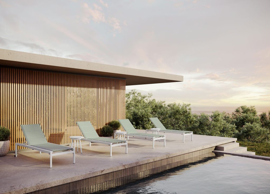 3D fittings Rendering of Outdoor Lounge Area