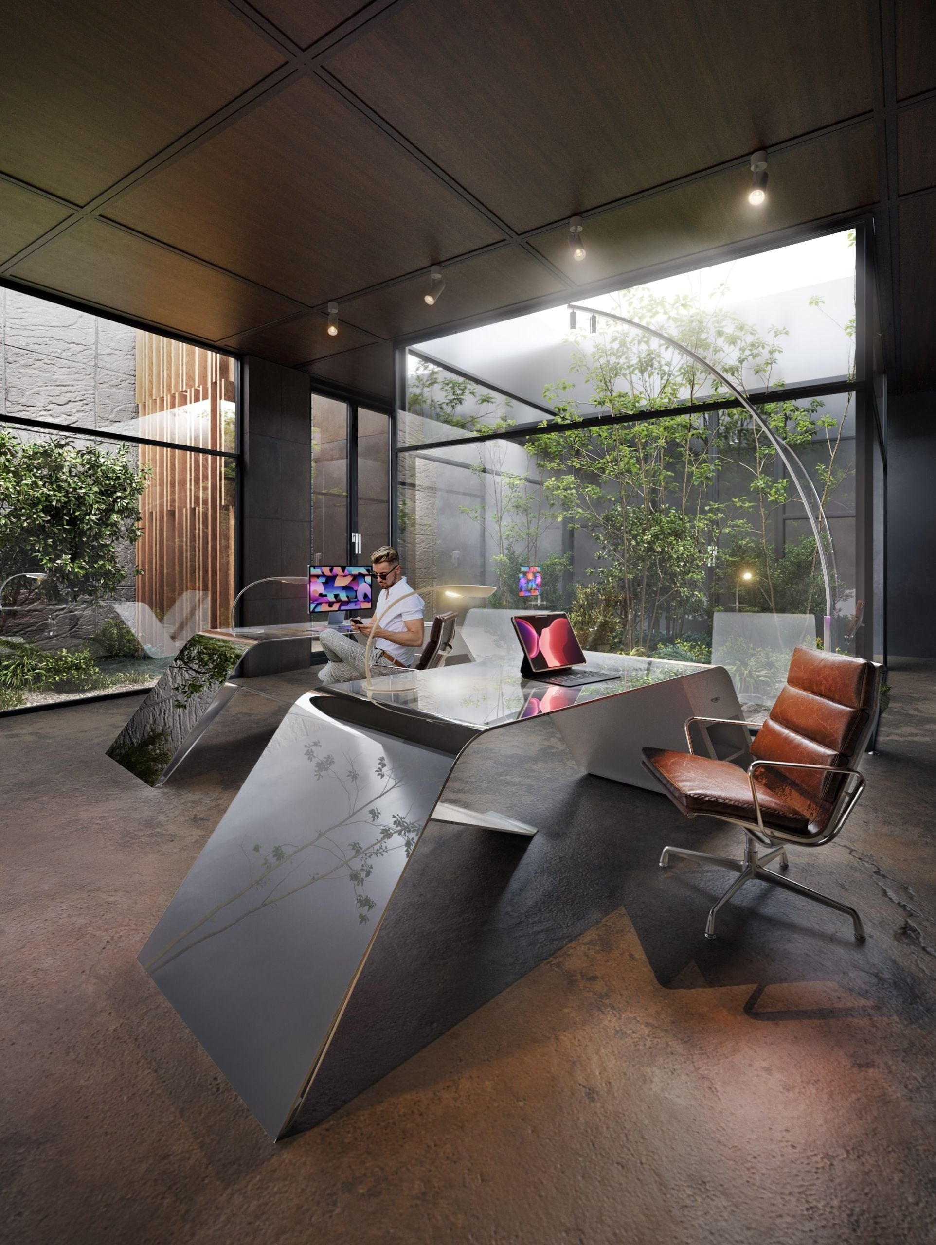 Futuristic Office Furniture 3D Visualization