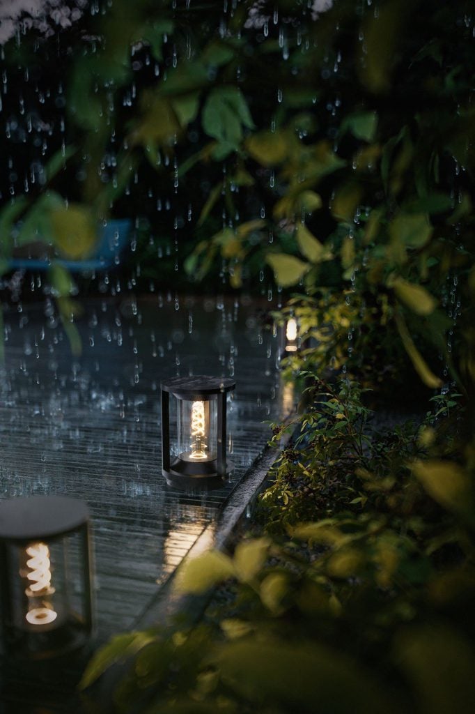 Photorealistic 3D Furniture Rendering in Rainy Outdoor Scene