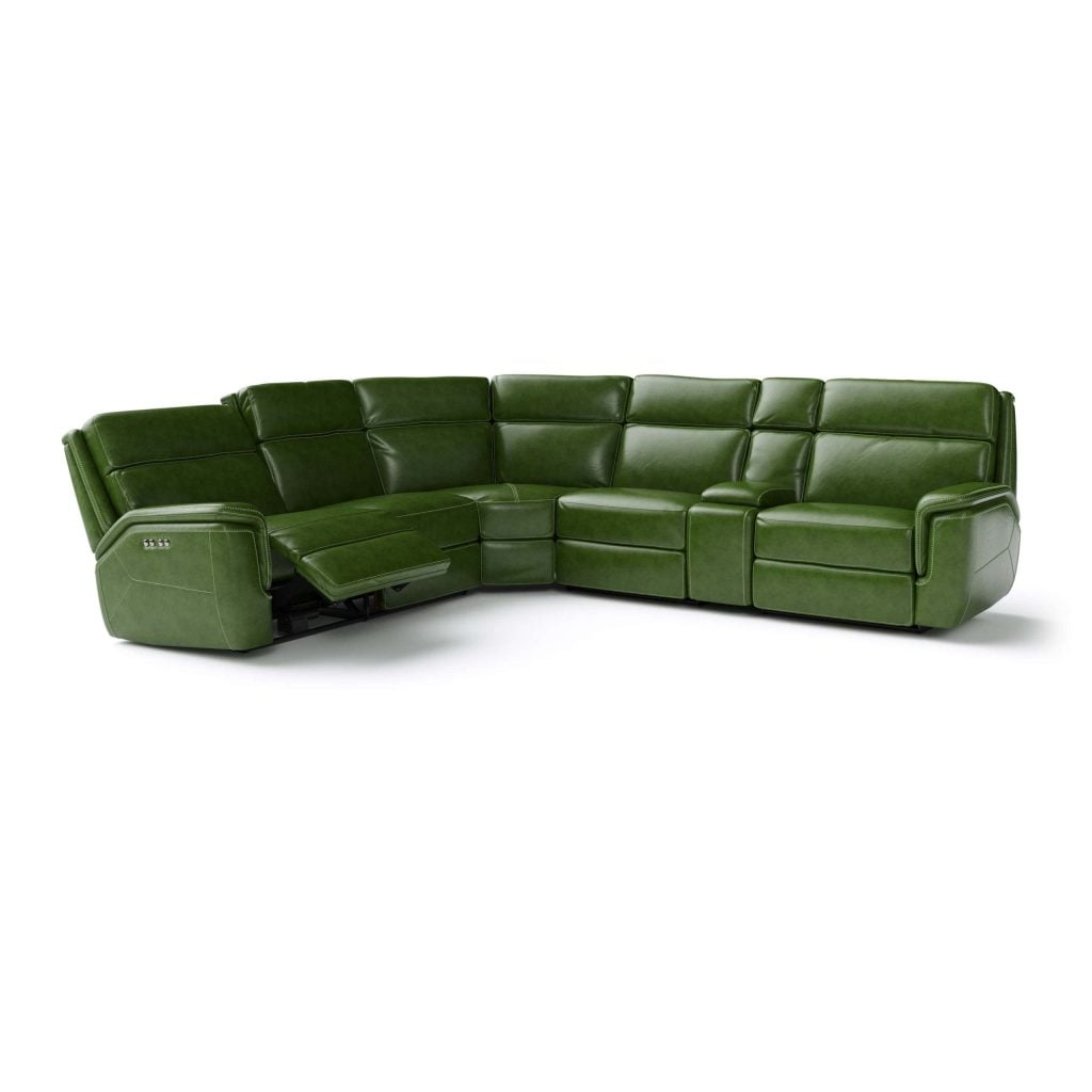 3D Furniture Rendering of Green Leather Sofa