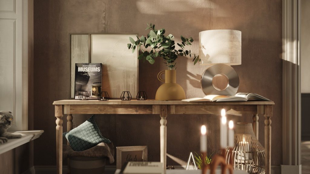 3D Interior Visualization of a Stylish Living Space