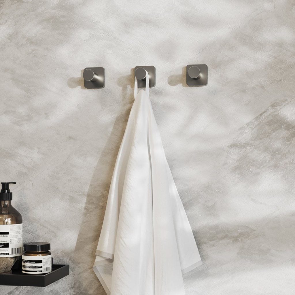 Realistic 3D Interior Rendering of trendy Bathroom Accessories