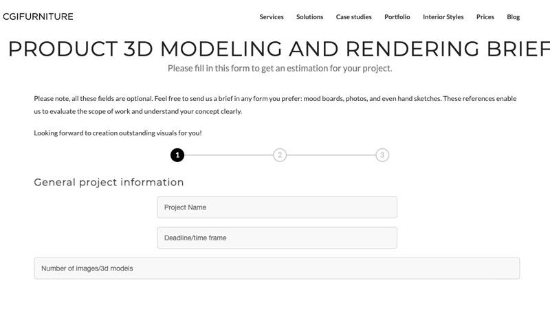 3D furniture visualization brief — technical assignment for fast project start