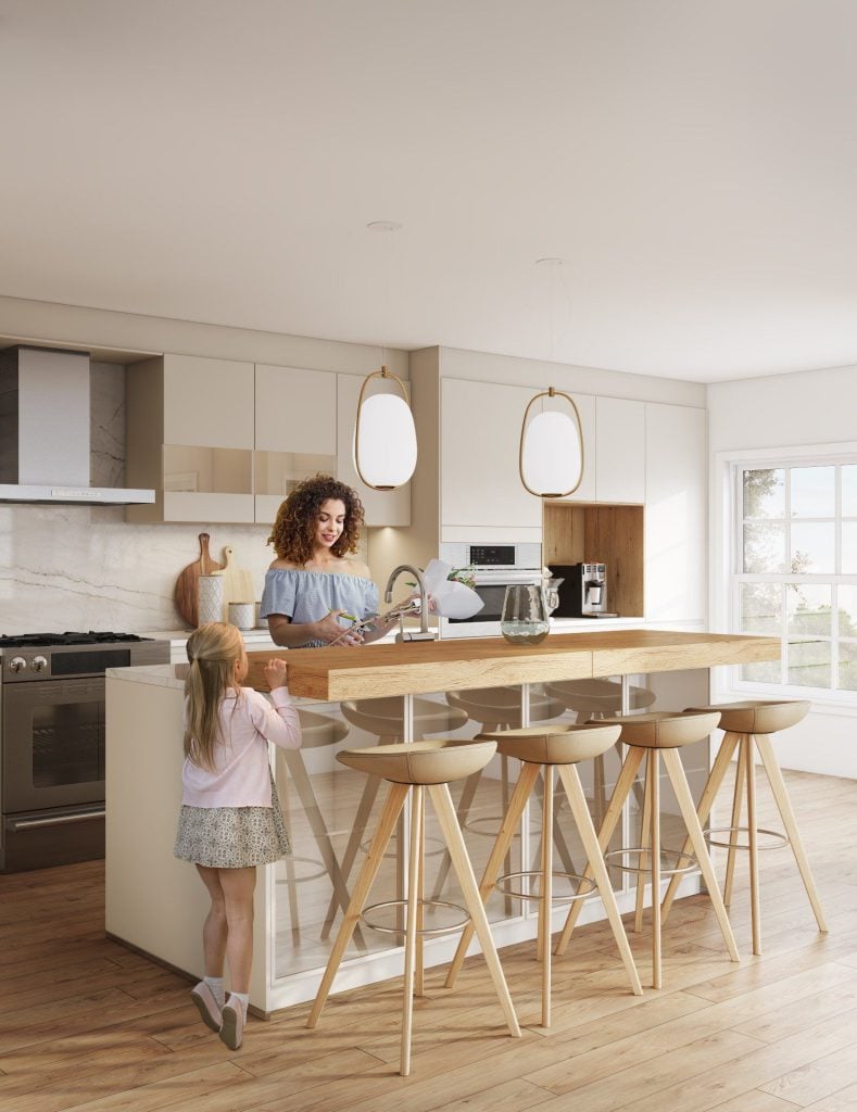 3D Interior Visualization of Modern Kitchen with Realistic Furniture Rendering