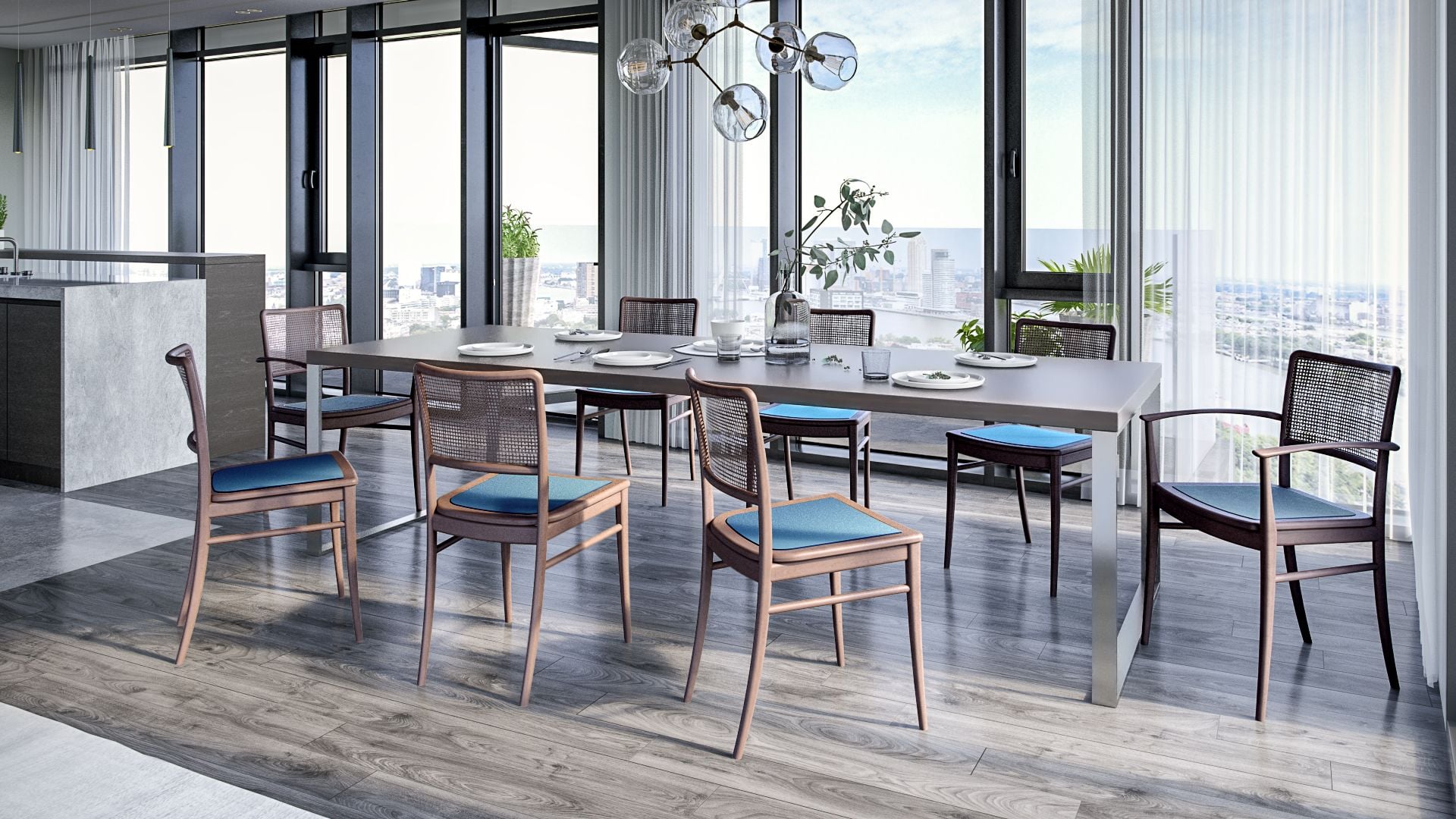 Rendering in marketing — kitchen chairs photorealistic CGI scene