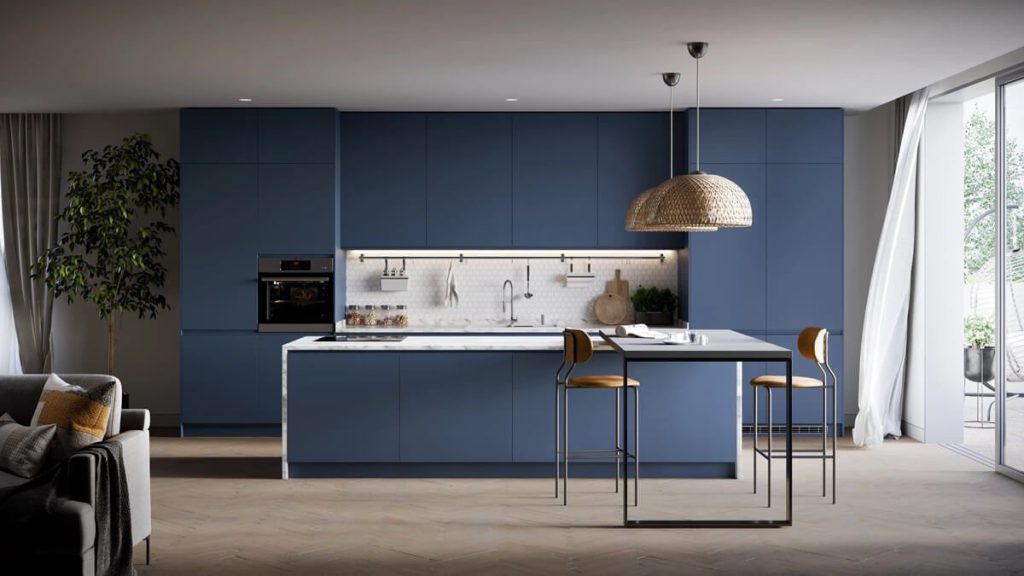 3D Interior Visualization of Modern Kitchen with Bespoke Furniture