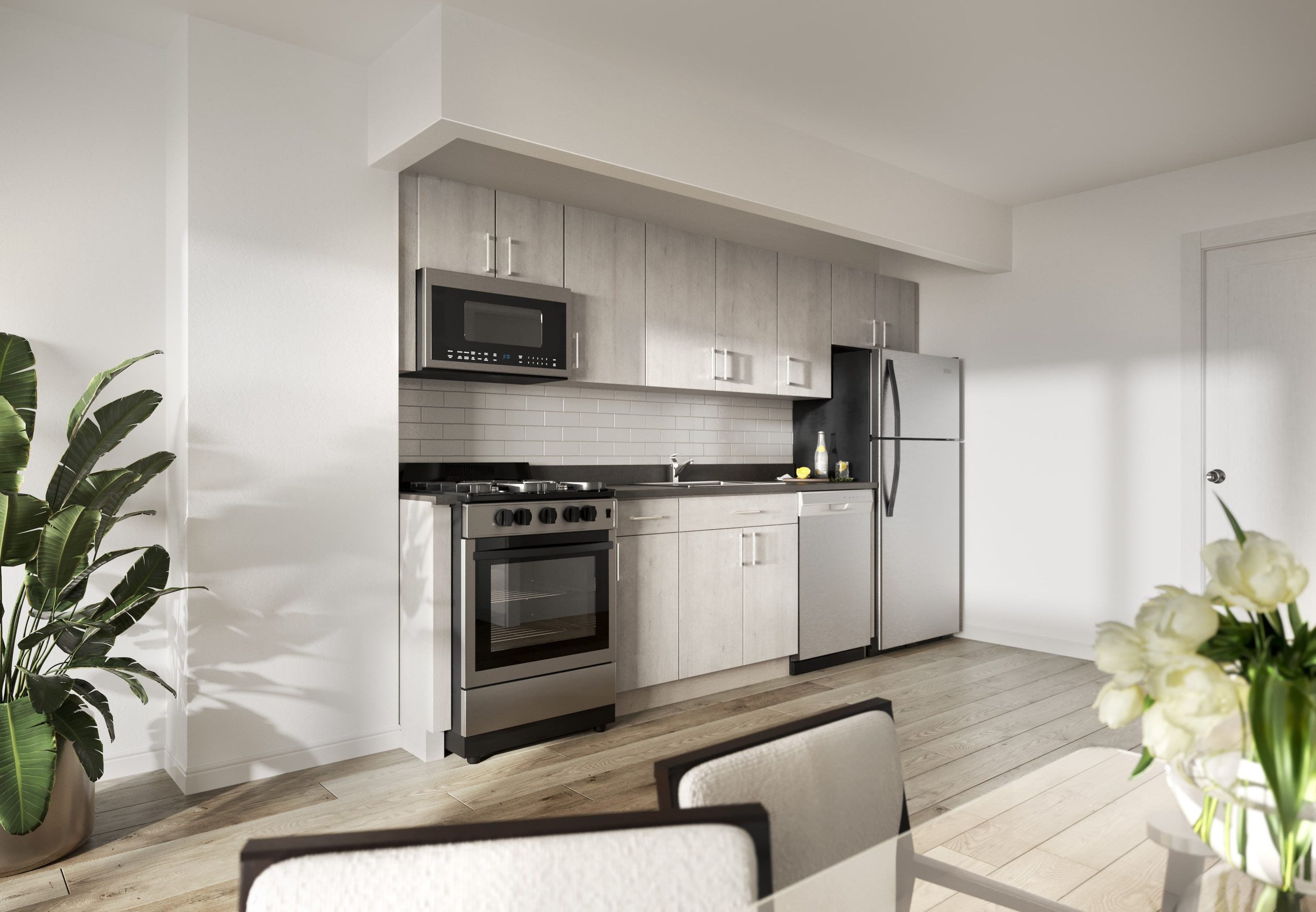 3D kitchen rendering close-up — textures and materials detail