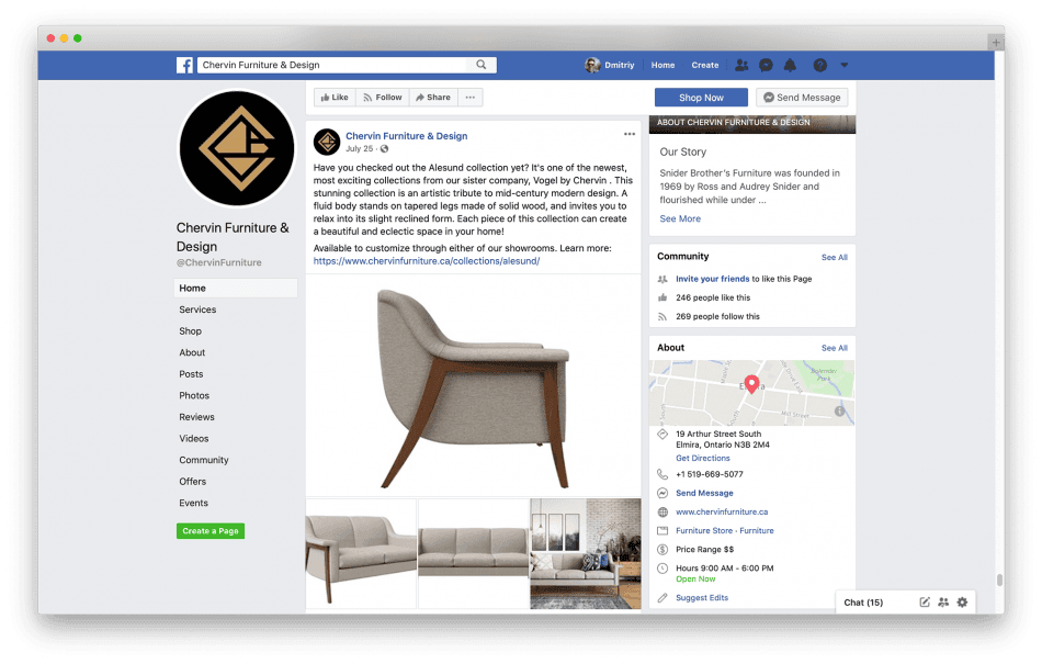 3D furniture rendering and visualization of a chair by Chervin Furniture & Design, showcasing bespoke 3D furniture modelling and photorealistic CGI.