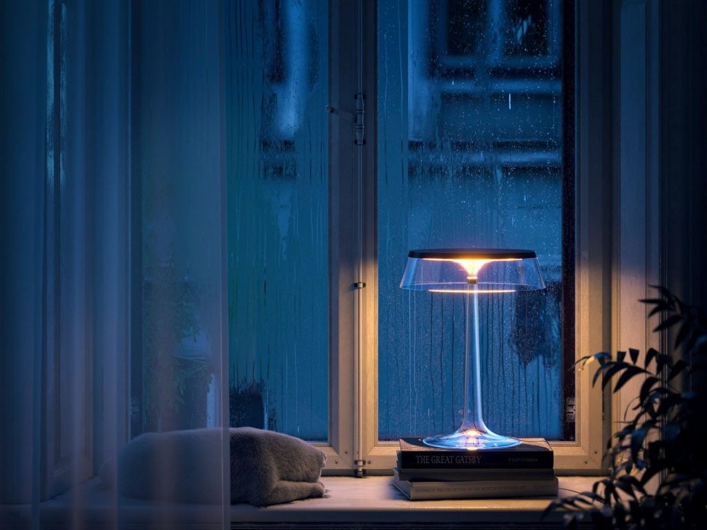 3D Interior Visualization of a stylish Lamp by the Window