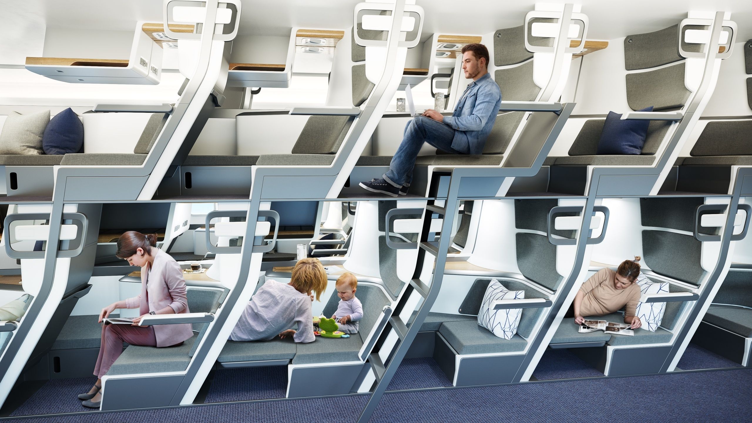Lie-Flat Zephyr Seats 3D Rendering