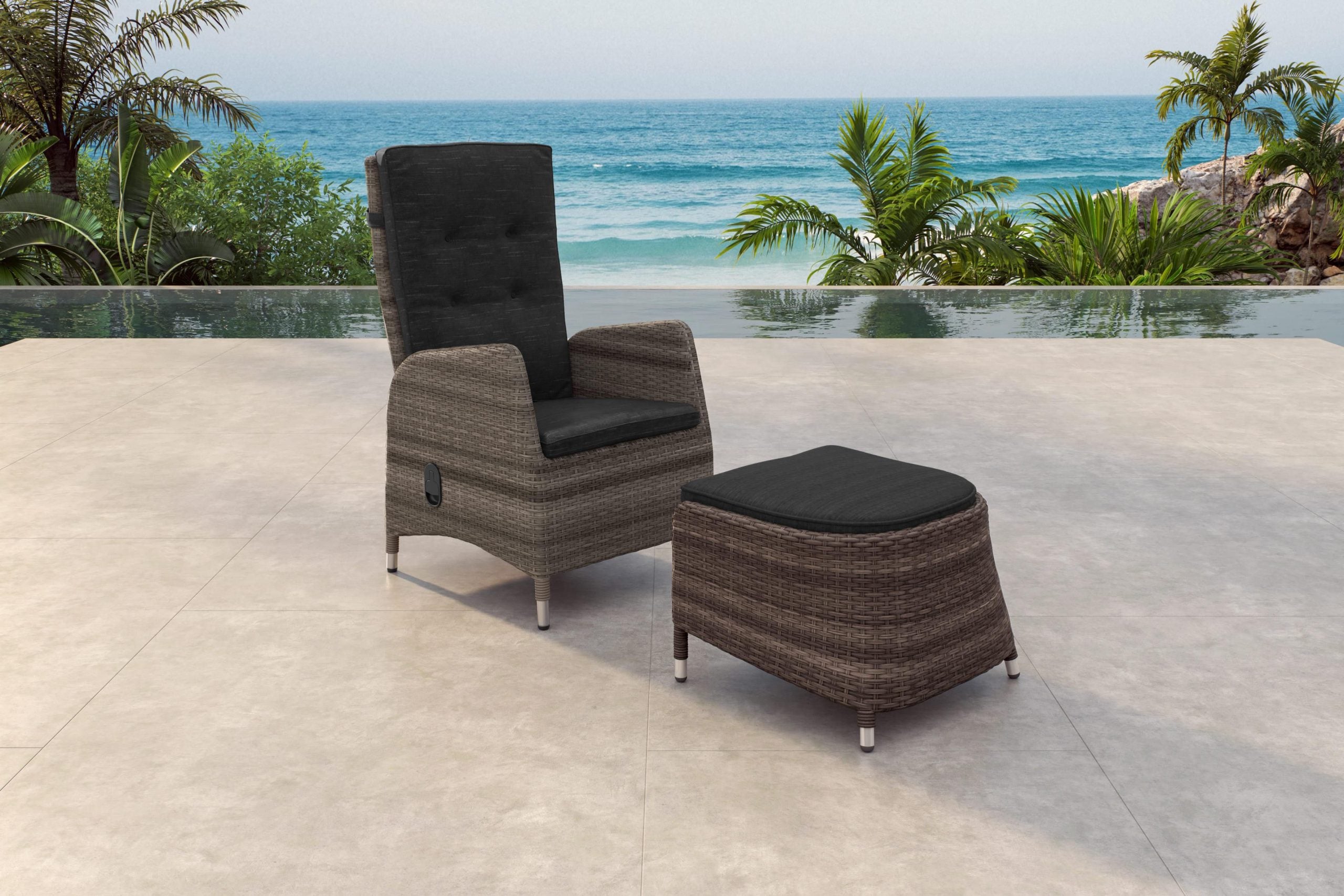 3D Rendering of Dark Rattan Lounge Set
